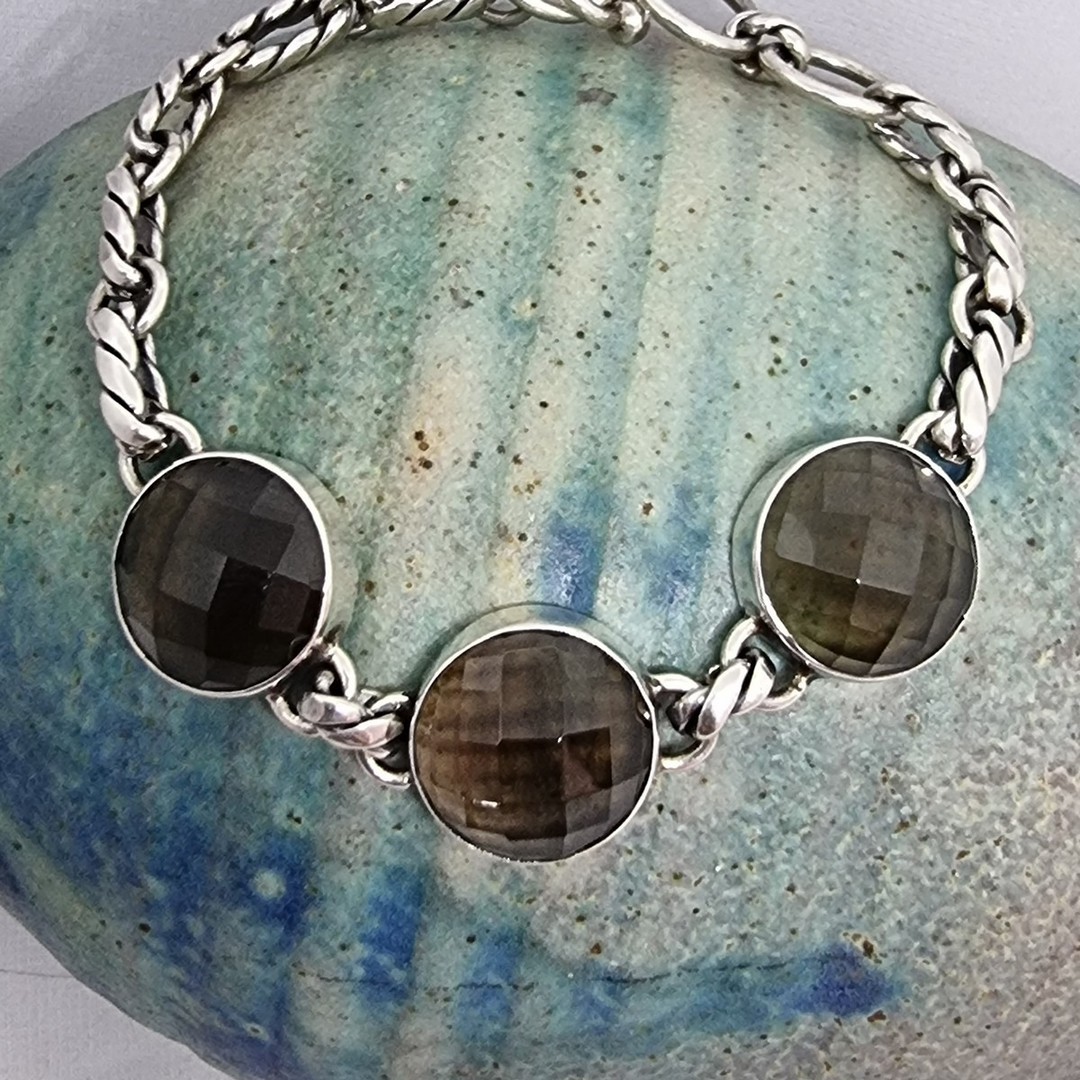 Sterling silver smoky quartz gemstone bracelet image 1