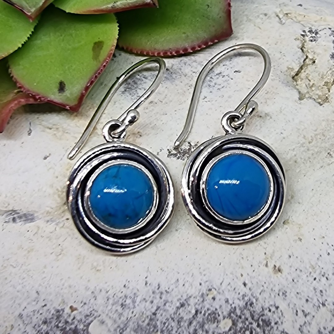 Sterling silver turquoise earrings, hook style image 1