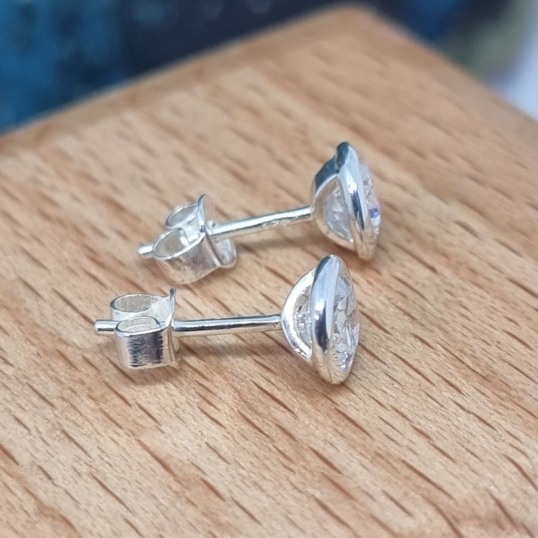Sterling silver cubic zirconia stud earrings image 1