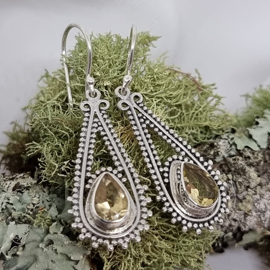 Sterling silver long citrine earrings image 1