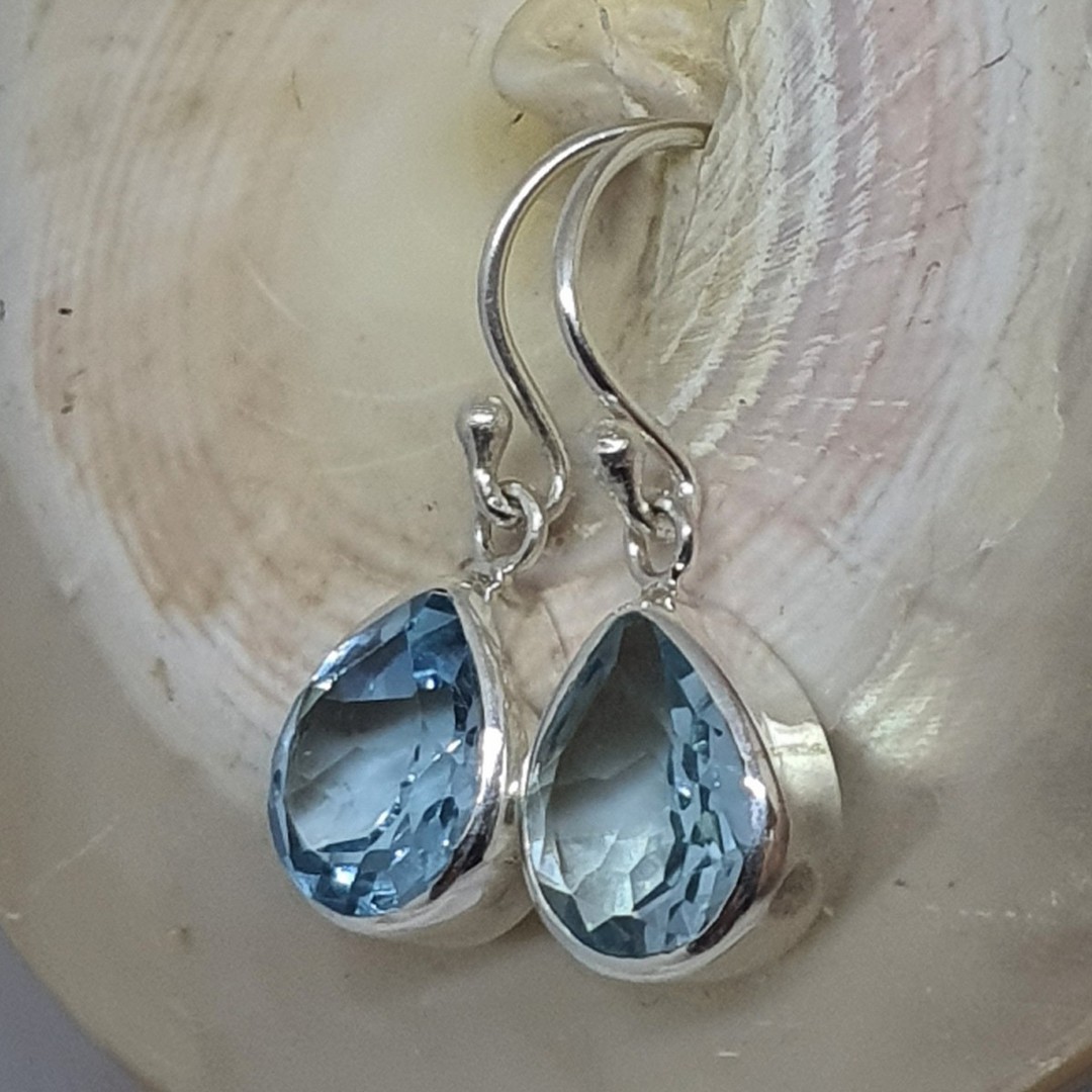 Sterling silver blue topaz teardrop earrings image 0