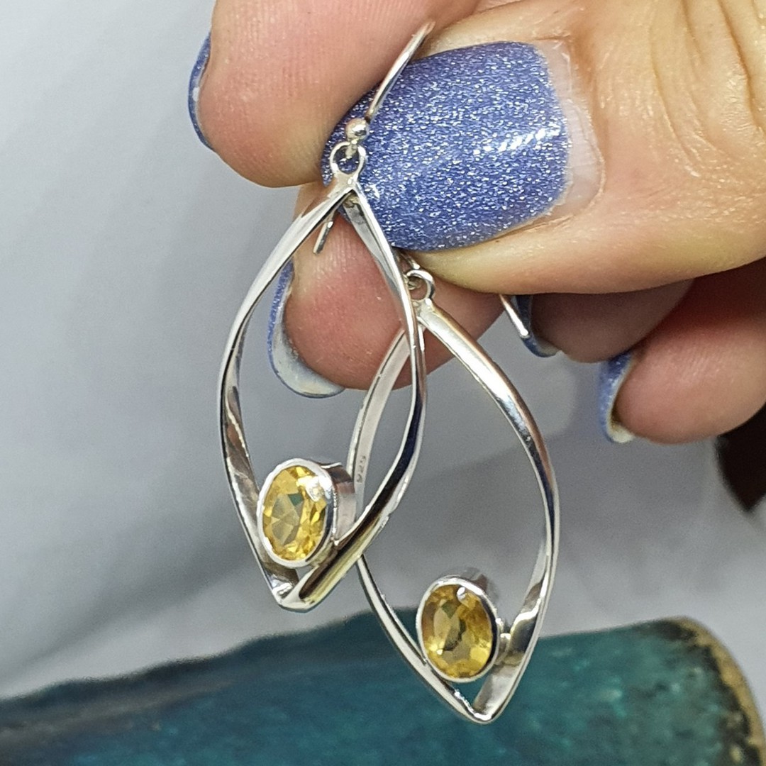 Silver citrine earrings image 2