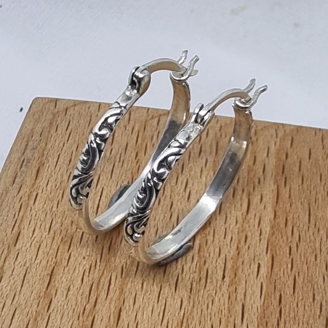 Sterling silver hoop earrings image 2