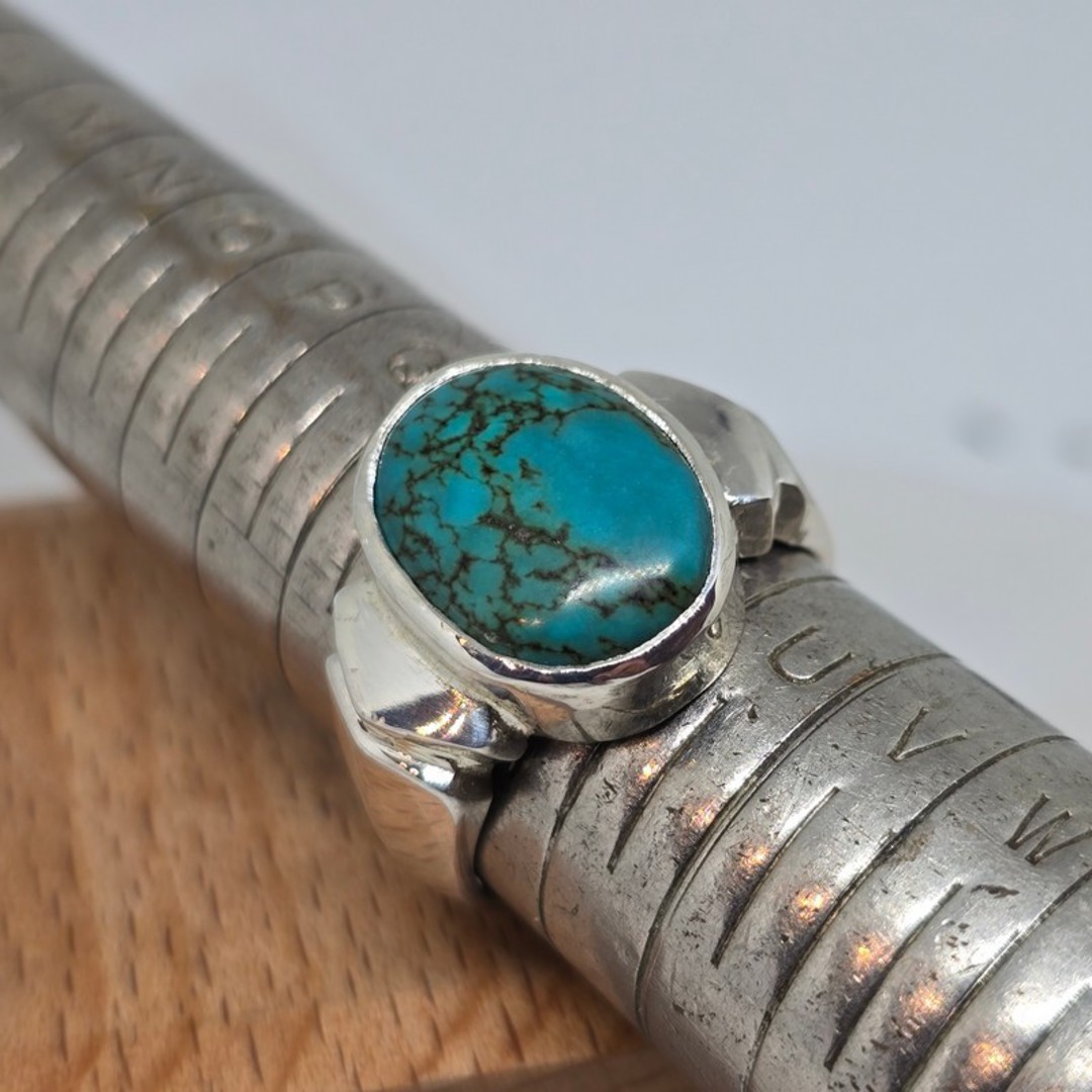 Sterling silver oval turquoise ring, made in NZ image 0