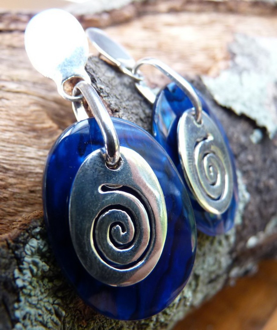 Nz paua shell earrings with koru design image 1