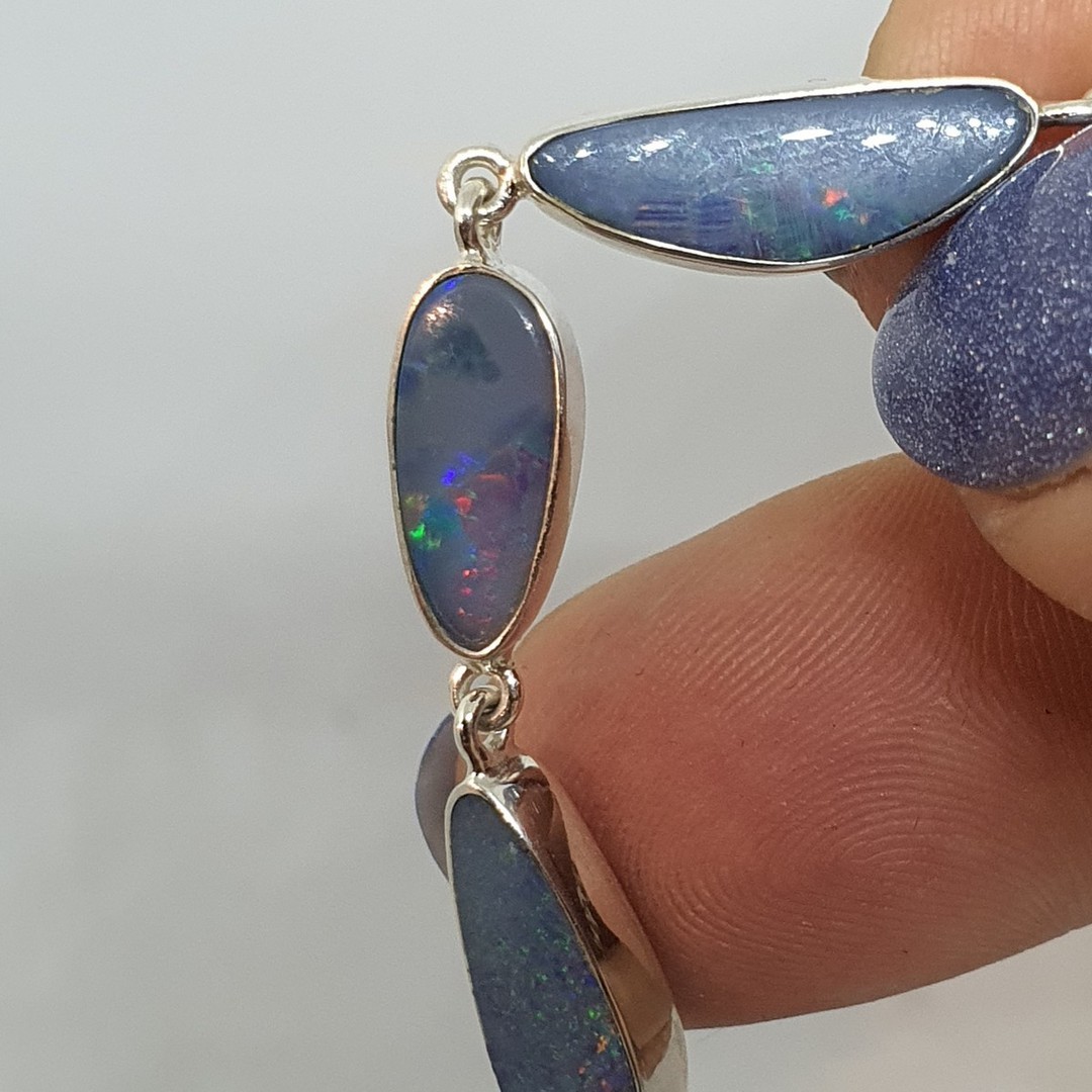 Delicate sterling silver opal bracelet image 5