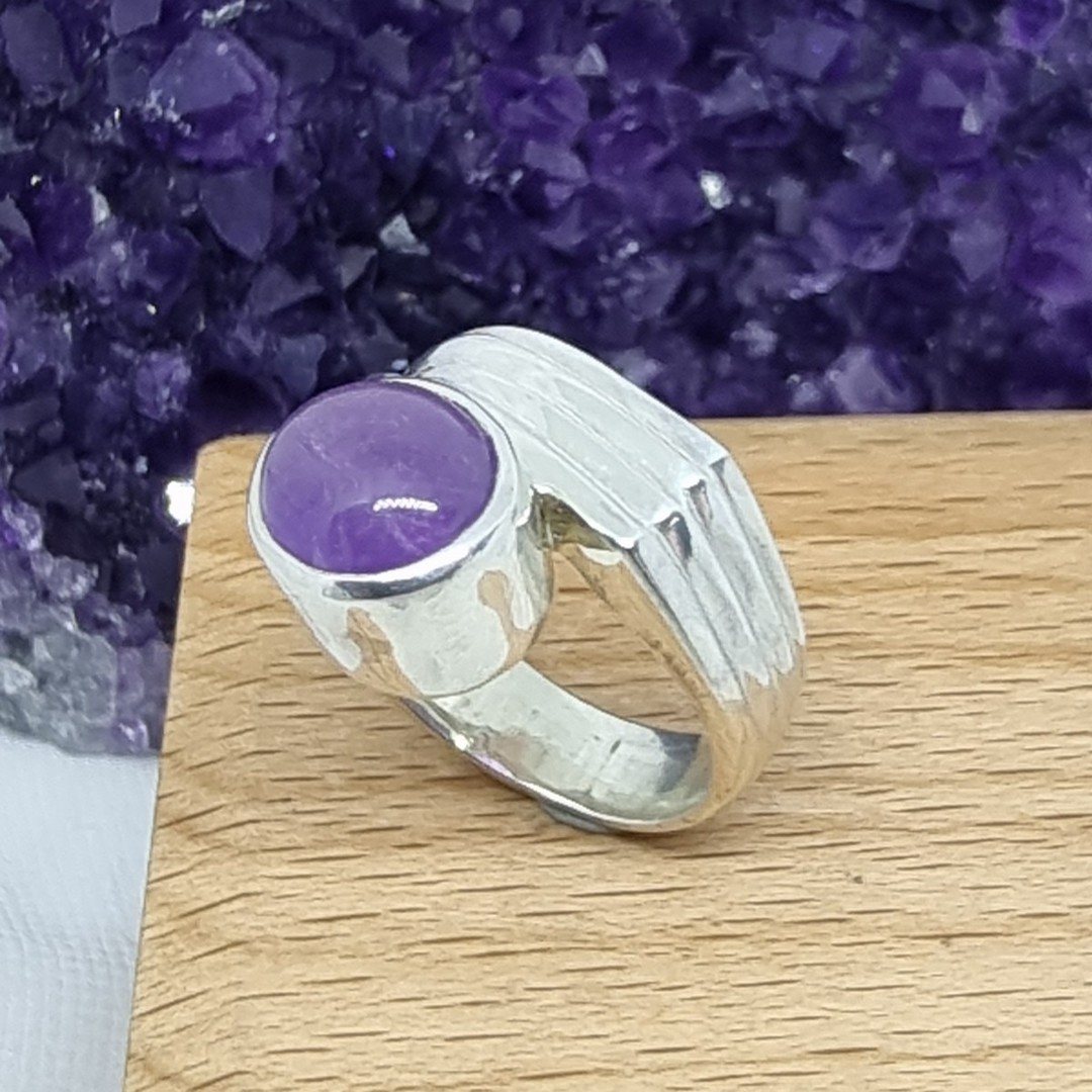 Sterling silver natural amethyst ring - made in NZ image 0