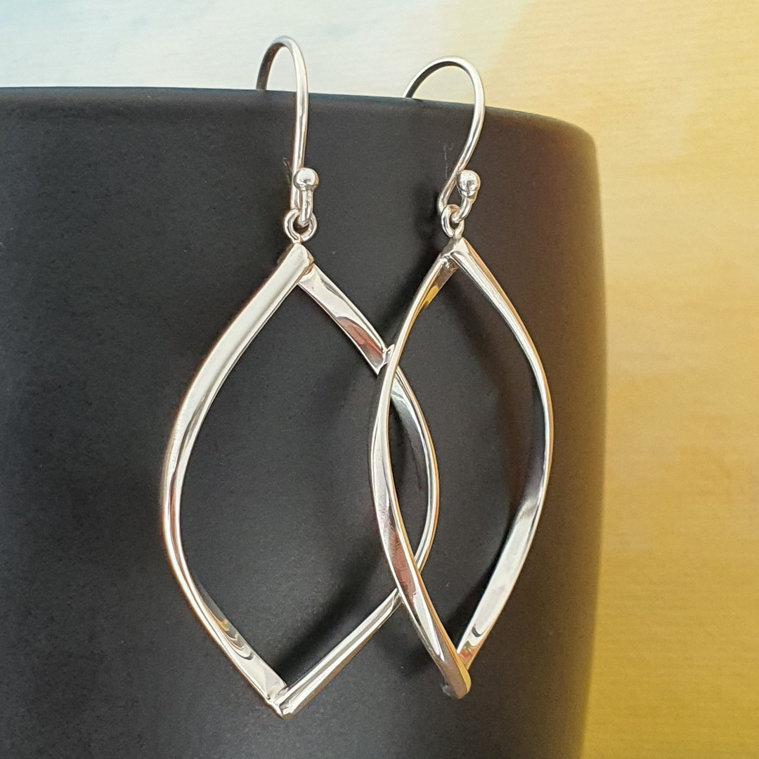 Sterling silver hooked hoop earrings image 2