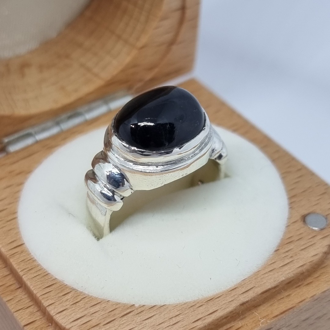 New Zealand made, black obsidian silver ring image 2