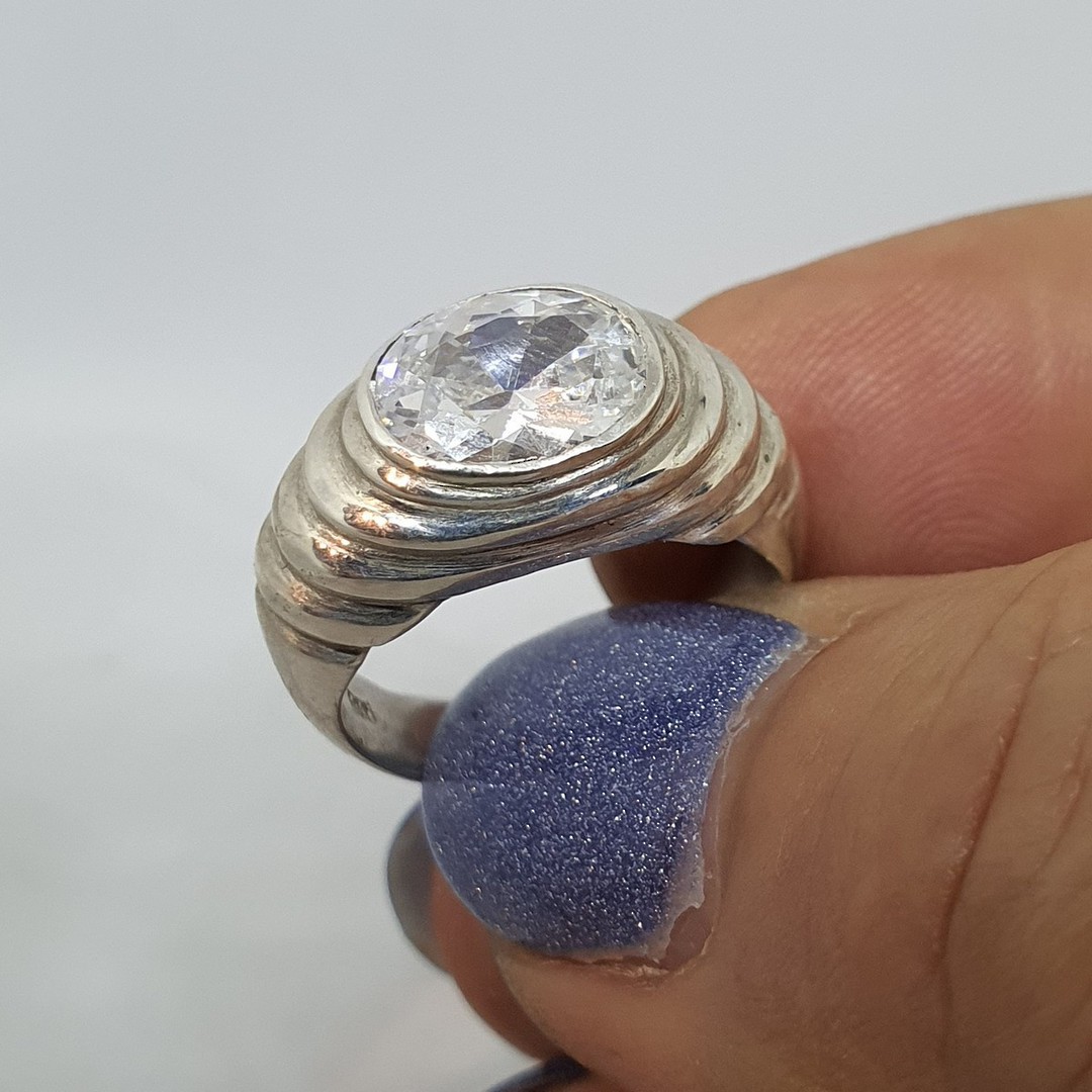 Made in NZ, silver cubic zirconia ring image 1