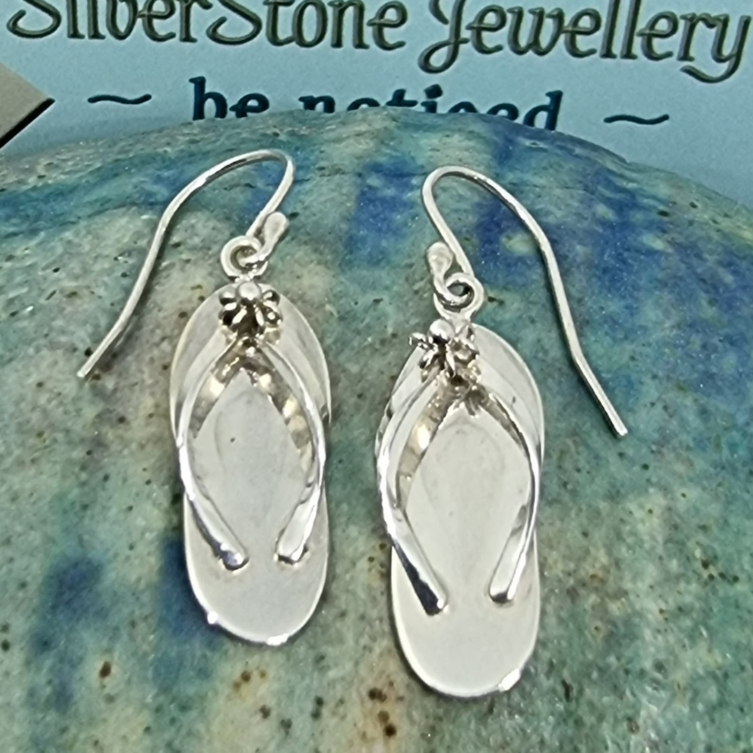 Silver jandal earrings image 0