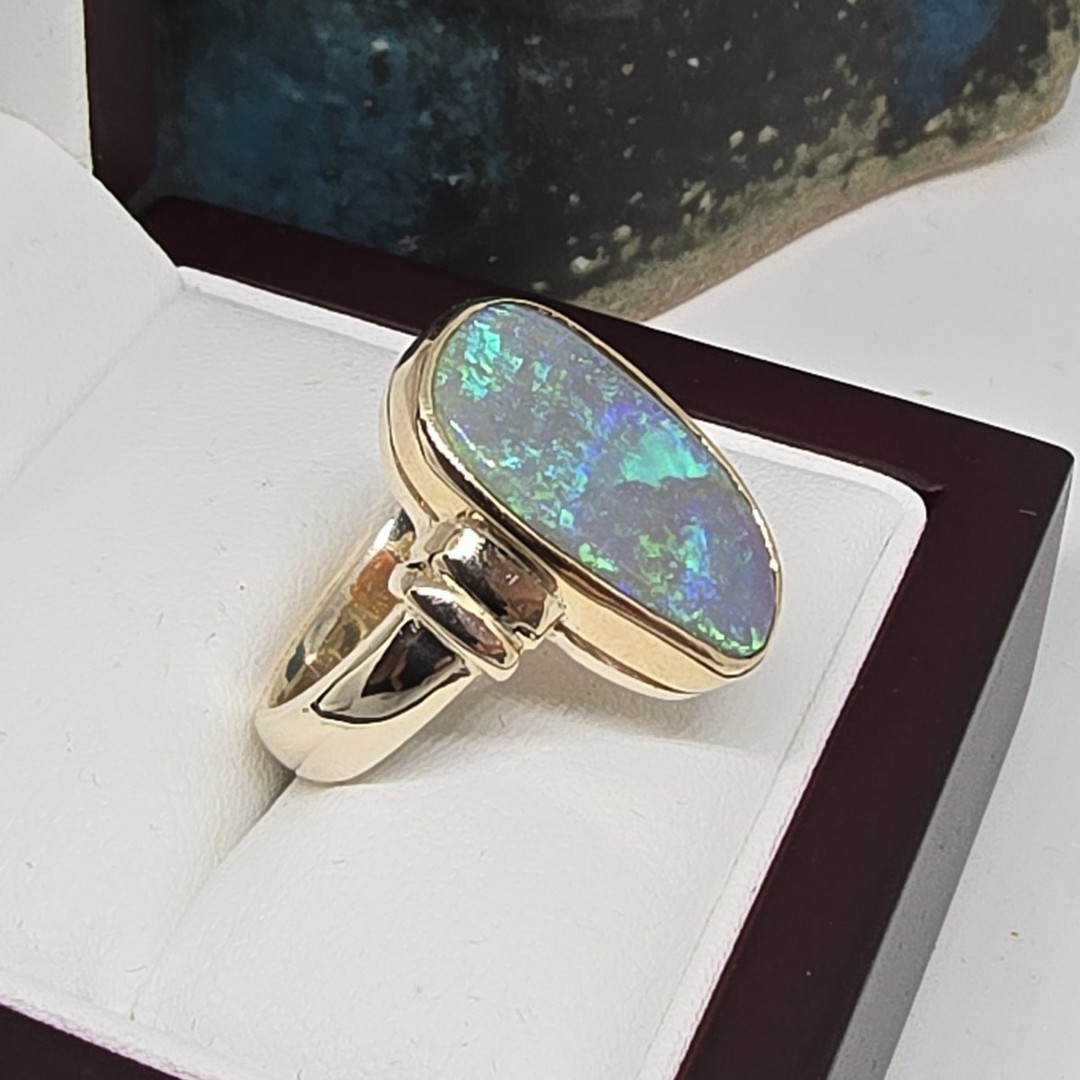 9ct Yellow Gold Opal Ring - Made in NZ image 2