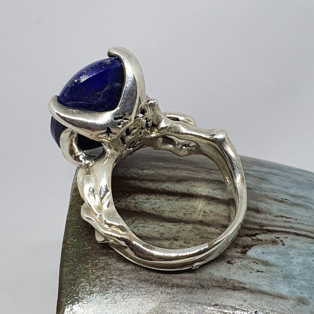 Chunky sterling silver lapis lazuli ring image 1