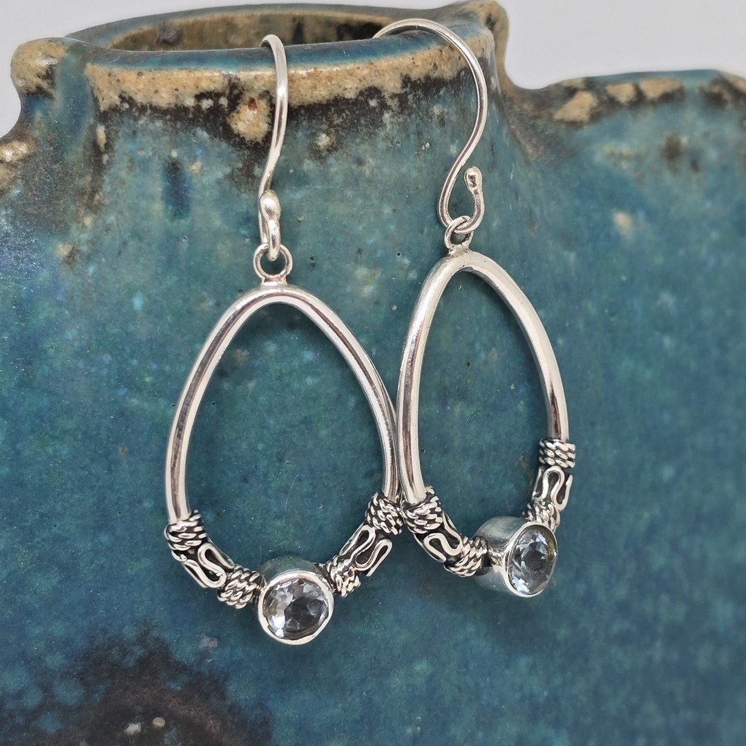 Sterling silver blue topaz earrings image 0