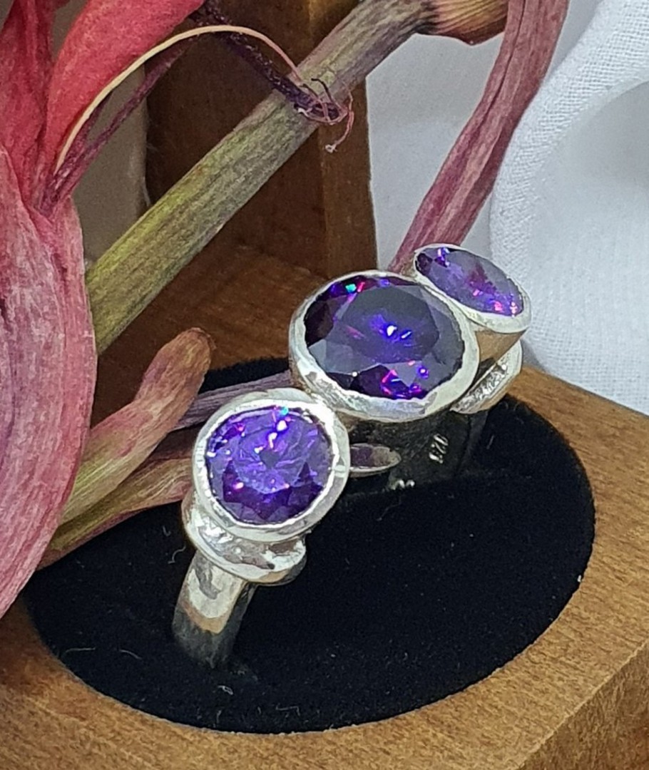 Sterling silver purple gemstone ring image 0