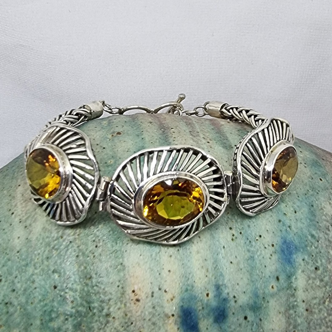 Stunning sterling silver bracelet with citrine gemstones image 4