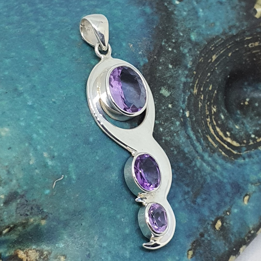 Sterling silver amethyst pendant necklace image 1