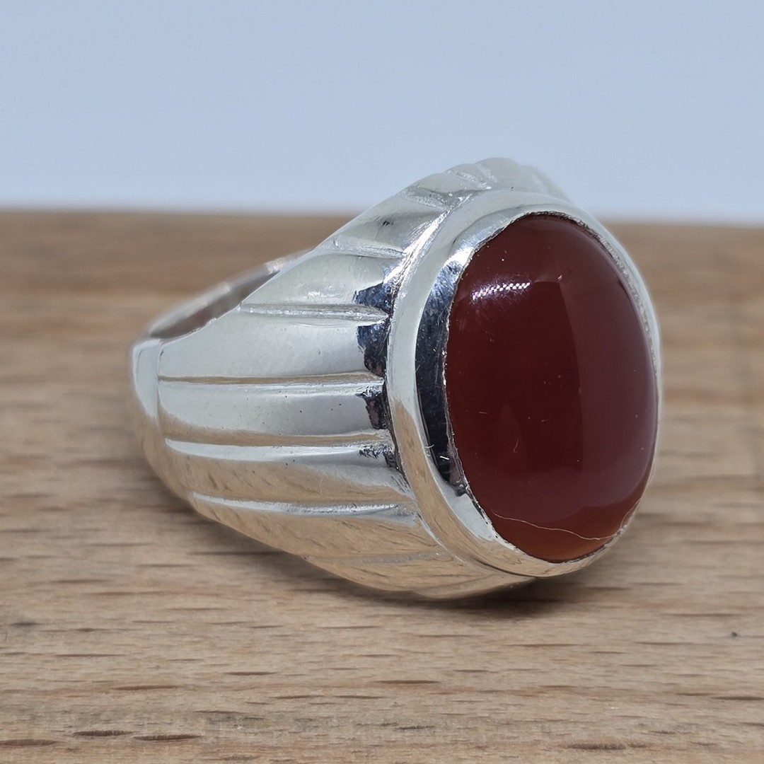 Chunky sterling silver carnelian ring image 2