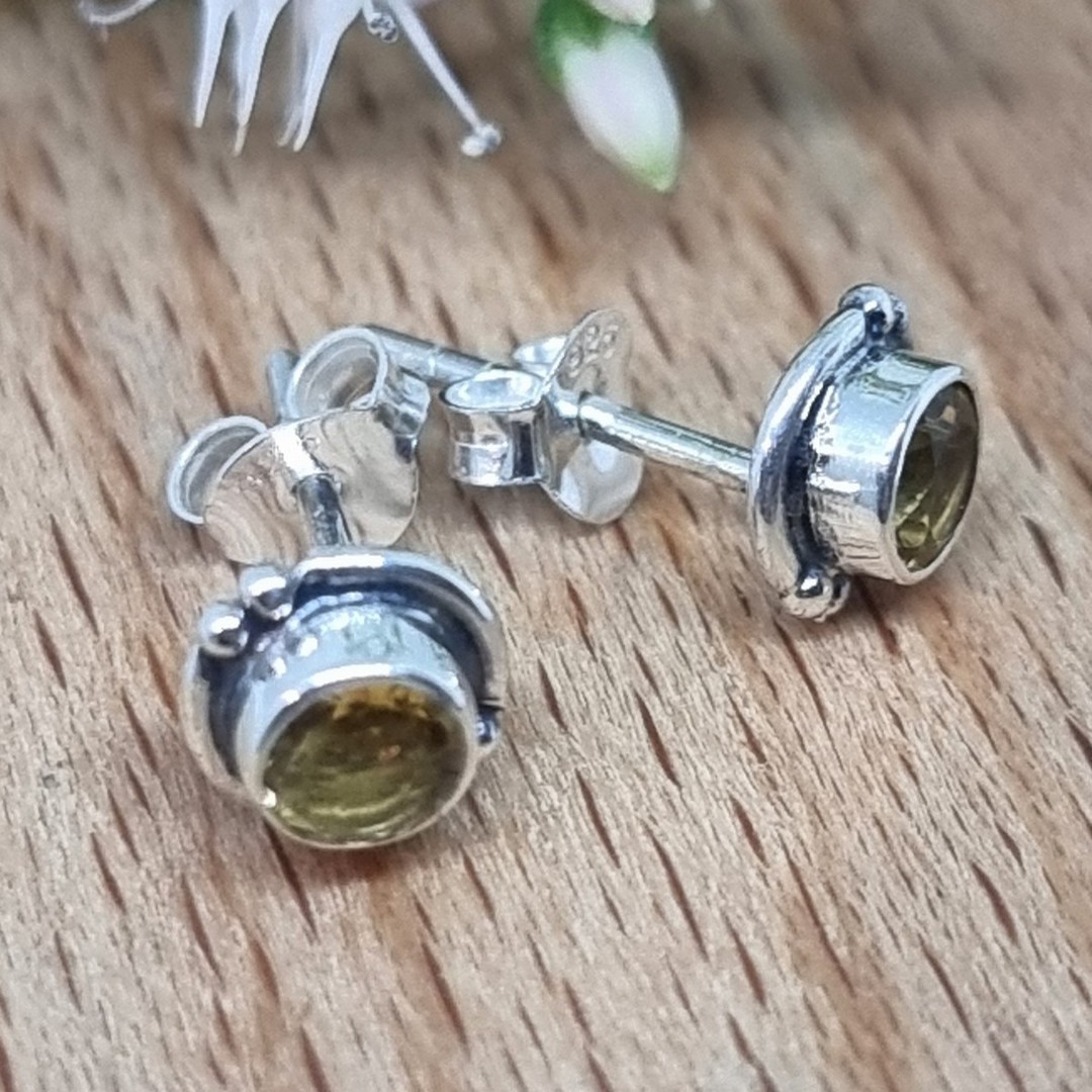 Sterling silver citrine gemstone stud earrings image 1