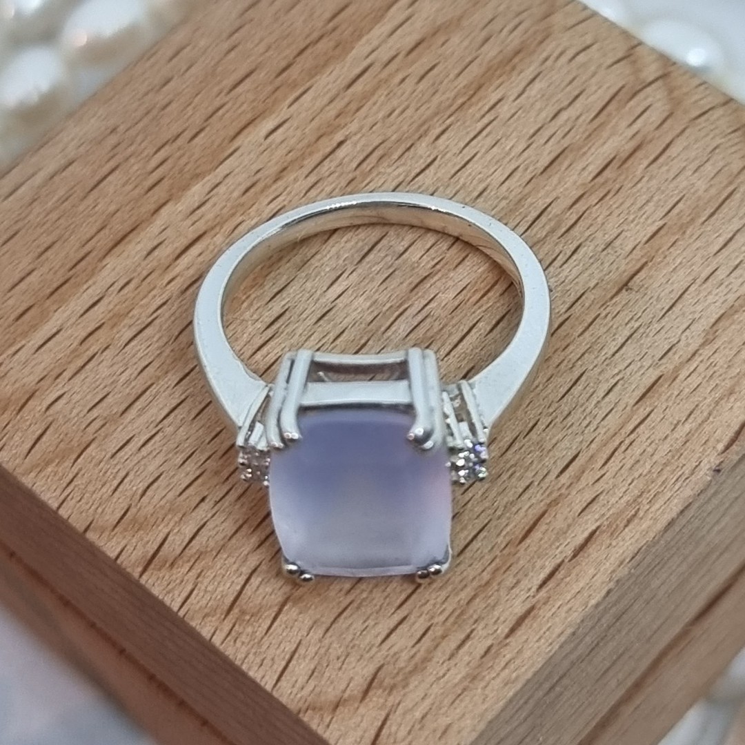 Sterling silver cushion cut chalcedony ring image 3