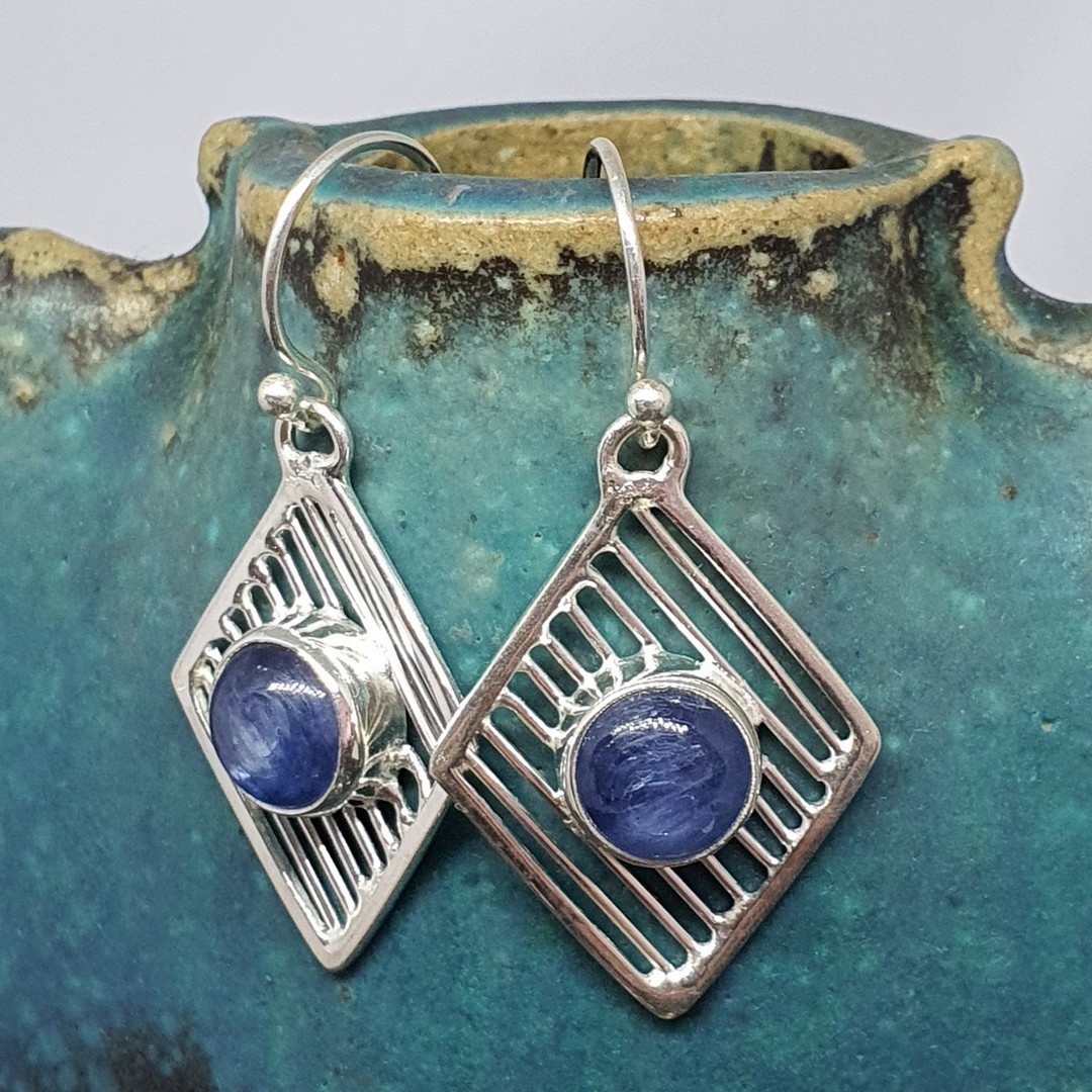 Sterling silver and blue kyanite gemstone earrings image 0