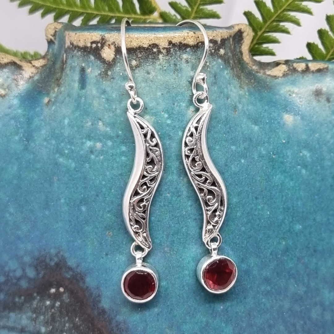 Sterling silver garnet earrings image 1