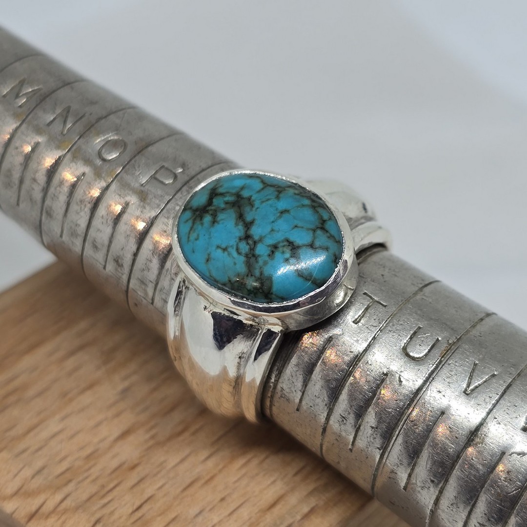 Sterling silver oval turquoise dome ring image 0