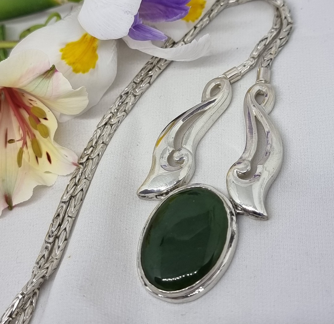 Made in NZ sterling silver pounamu necklace image 0