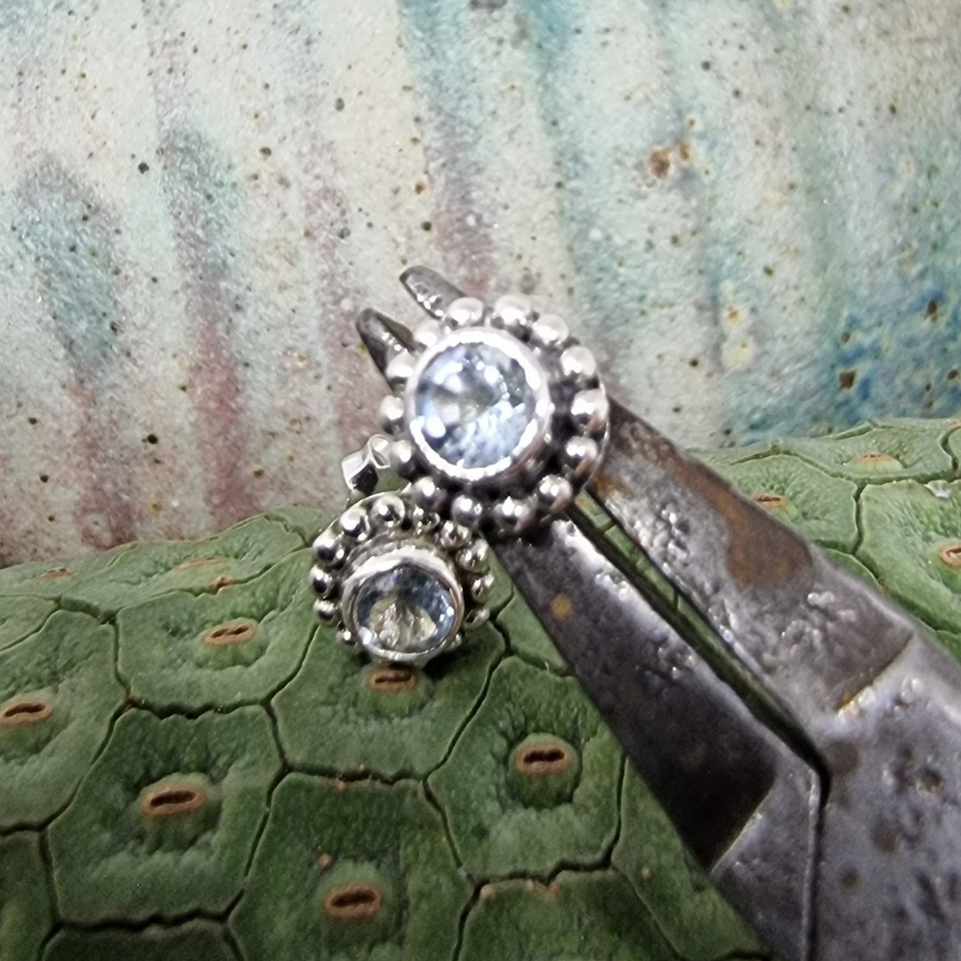 Sterling silver blue topaz gemstone stud earrings image 4