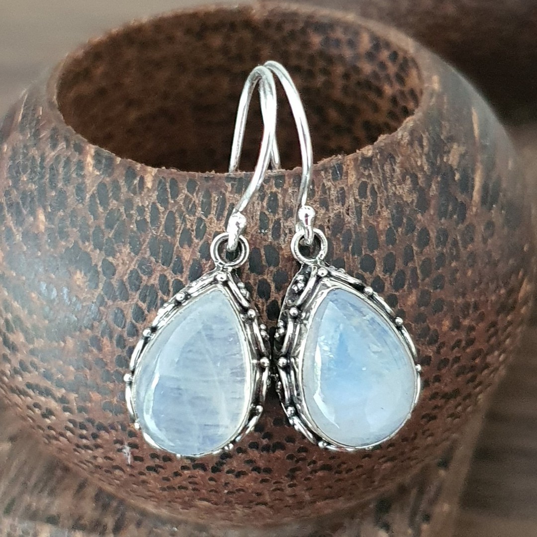 Moonstone earrings with stunning filigree frame image 0