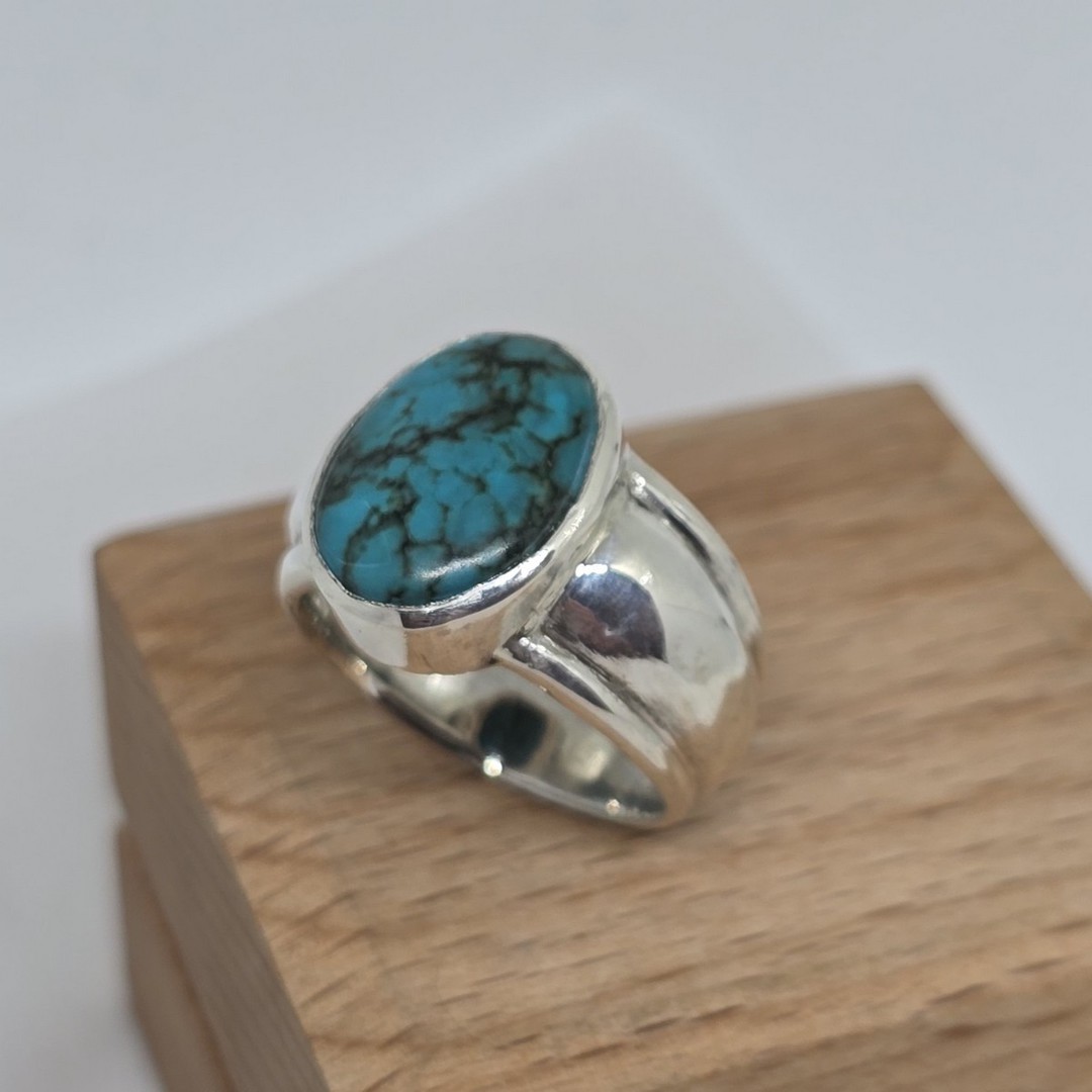 Sterling silver oval turquoise dome ring image 2