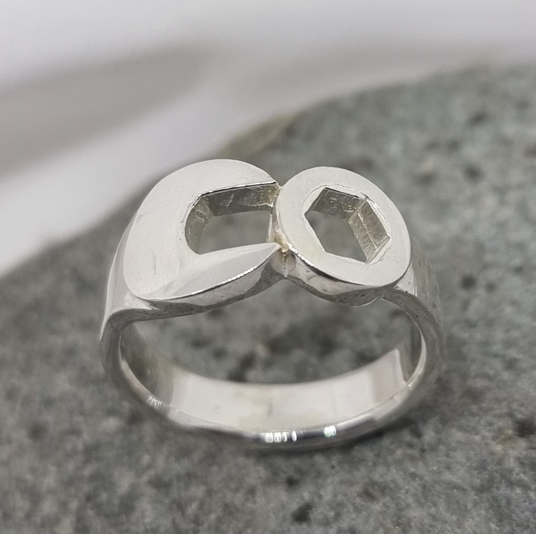 Men's sterling silver spanner ring , NZ made image 0