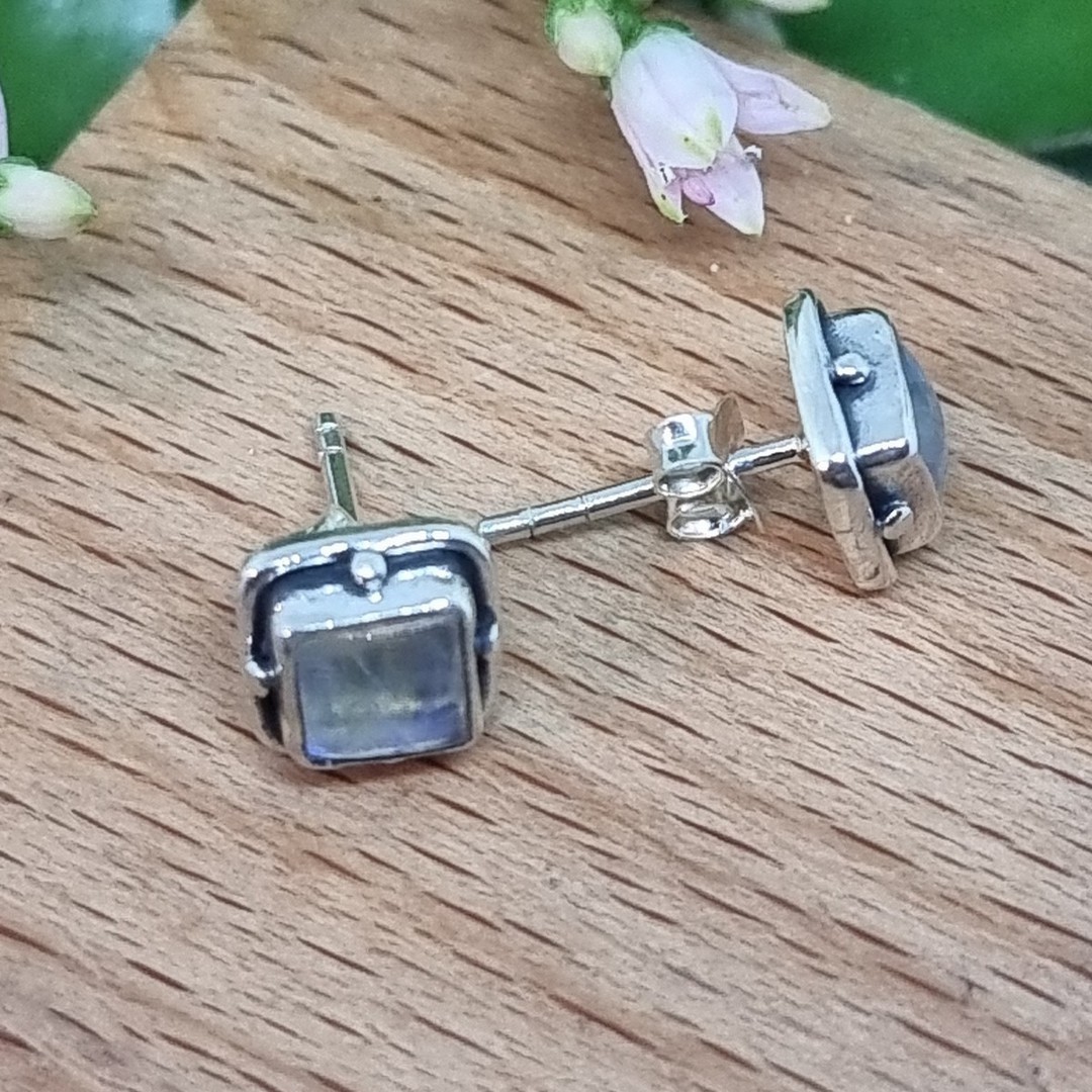 Sterling silver moonstone gemstone stud earrings image 3