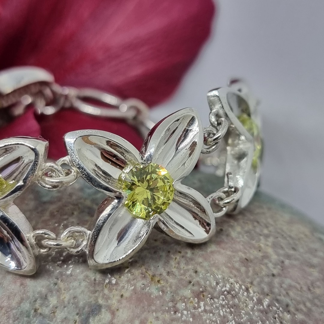 Sterling silver yellow gemstone bracelet image 2