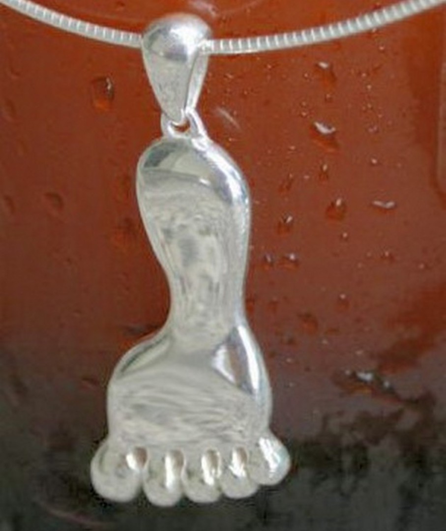 Solid Sterling Silver Foot Pendant image 3
