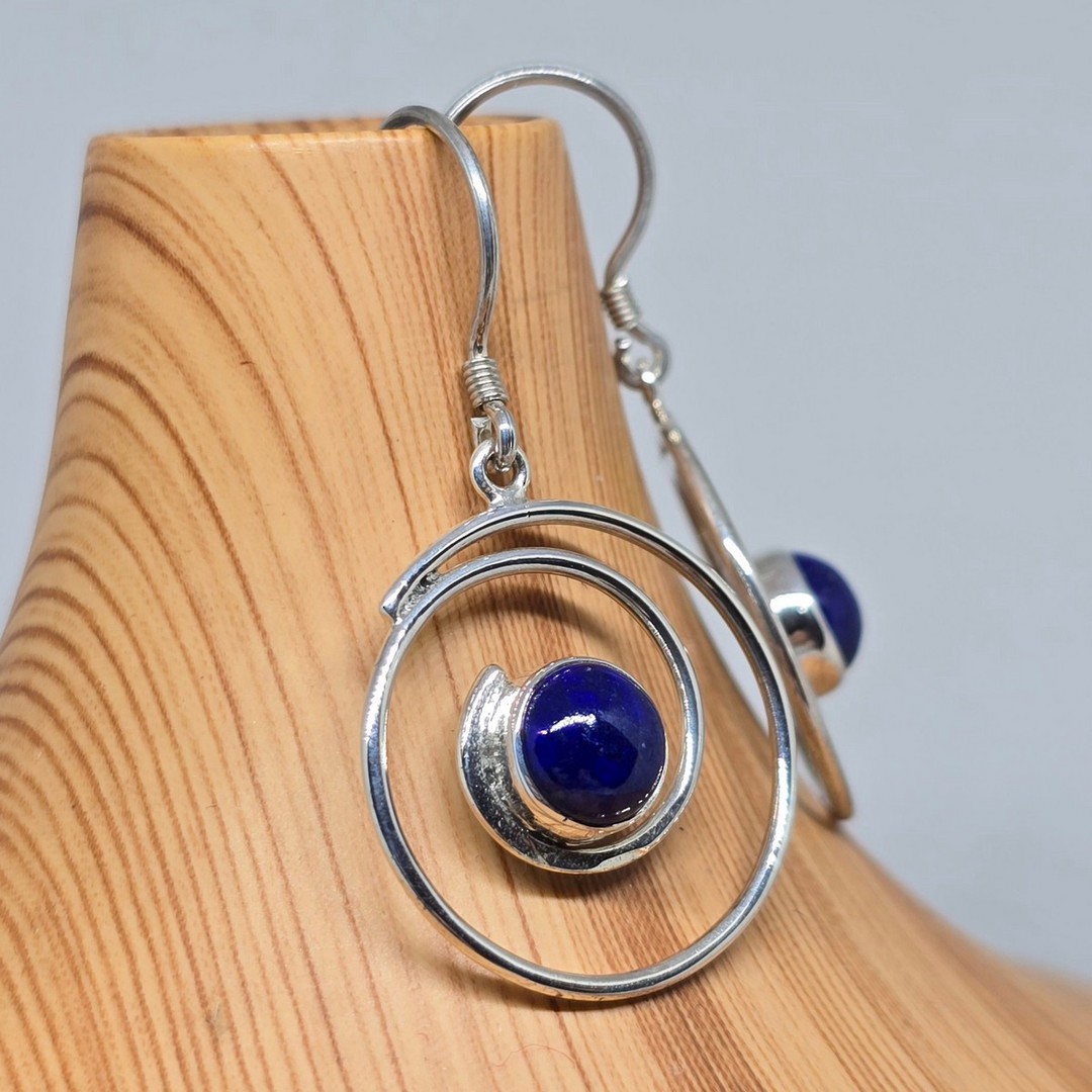 Lapis lazuli sterling silver spiral earrings image 1