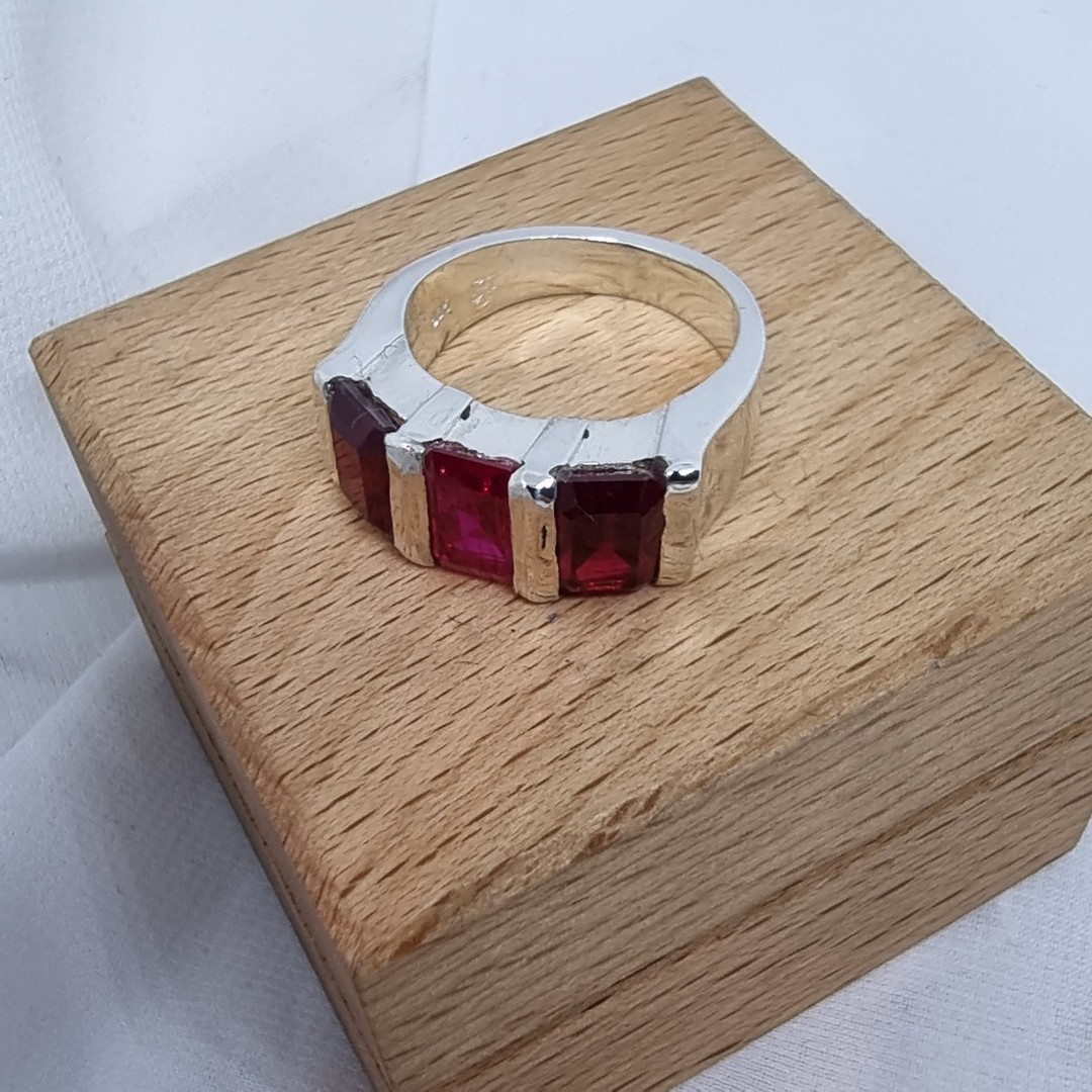 Silver synthetic ruby ring, made in NZ image 3