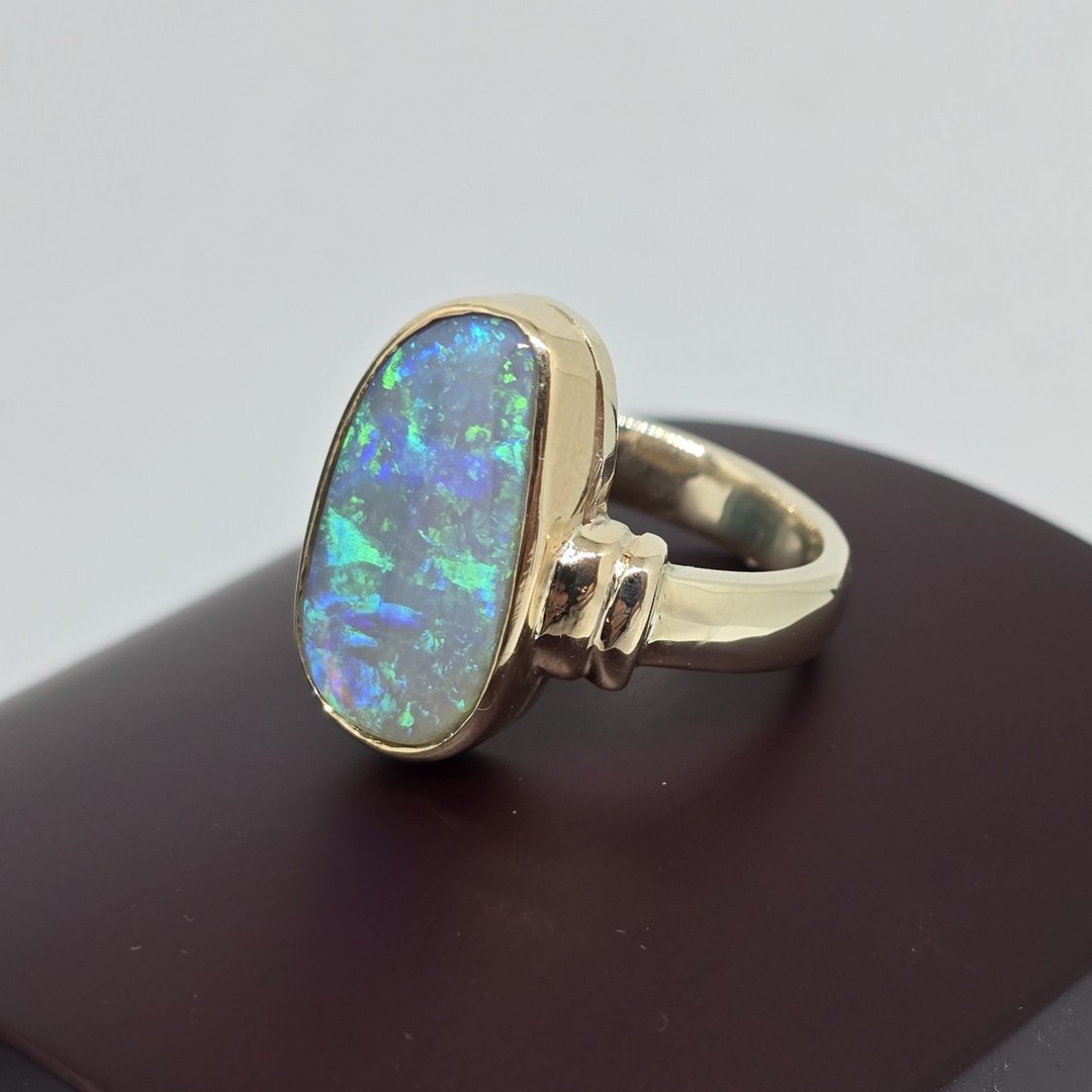 9ct Yellow Gold Opal Ring - Made in NZ image 4