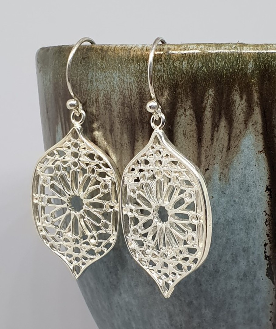 Sterling silver statement flower earrings image 1