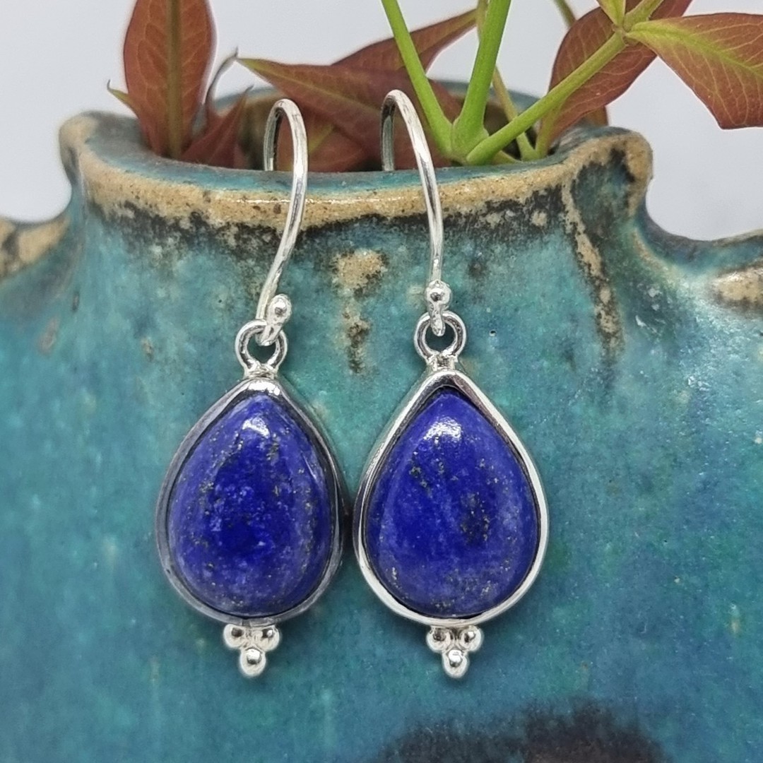 925 Sterling silver lapis lazuli earrings image 5