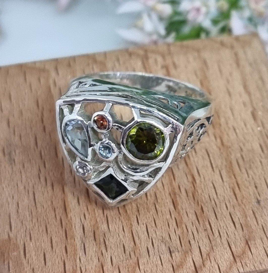 Sterling silver gemstone ring made in NZ image 1