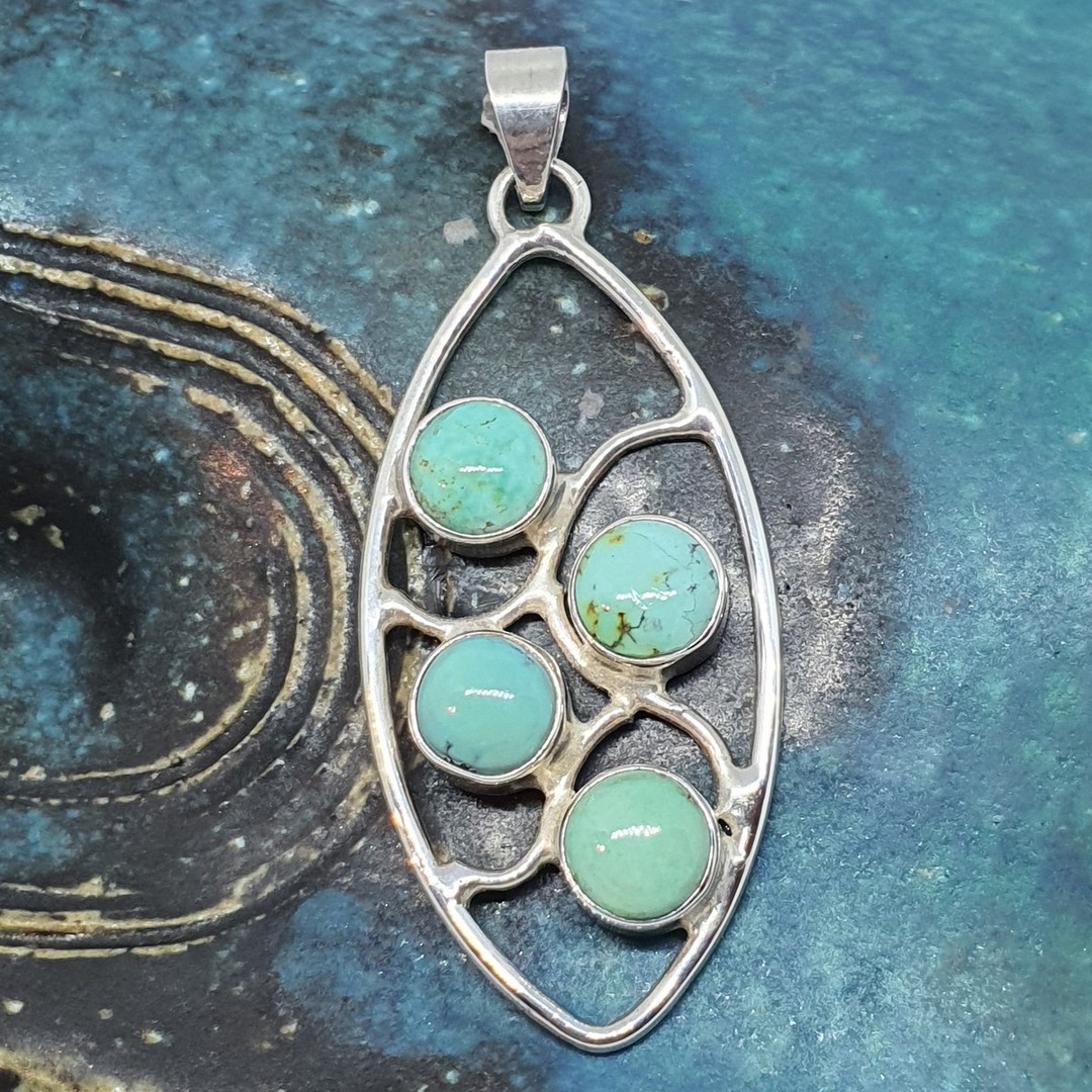 Sterling silver eloganted oval turquoise pendant image 0
