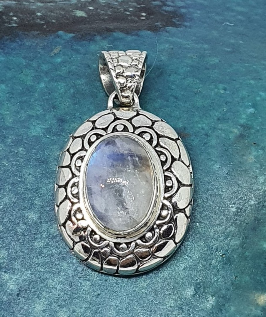 Sterling silver oval moonstone pendant image 0