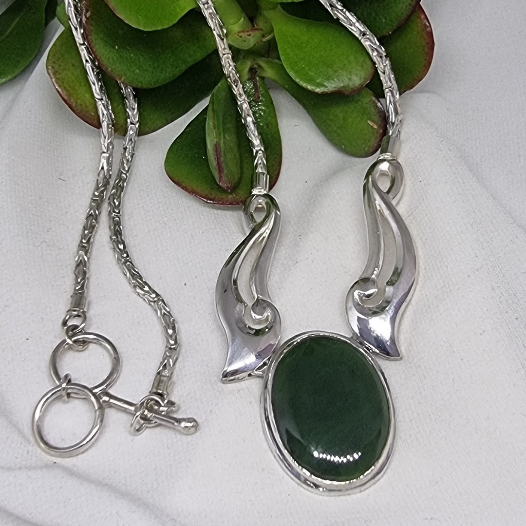 Made in NZ sterling silver pounamu necklace image 1