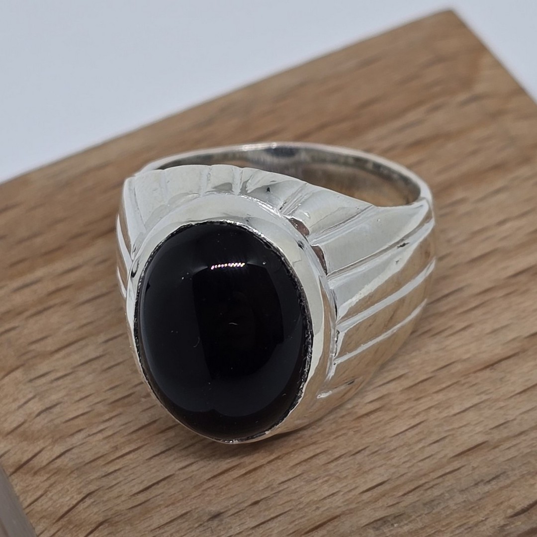 Chunky sterling silver onyx ring image 0