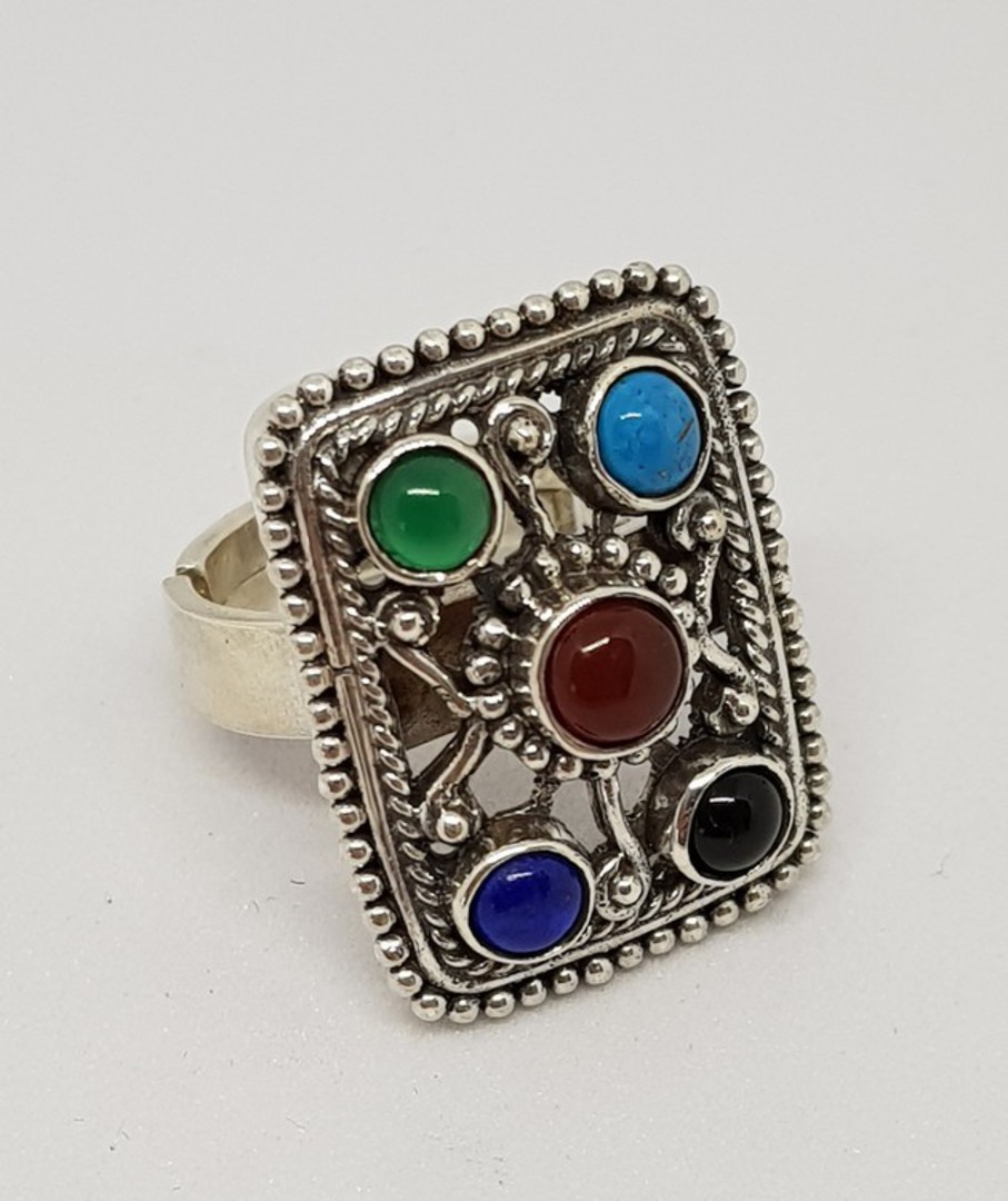 Gemstone ring with turquoise, carnelian, lapis and more image 3