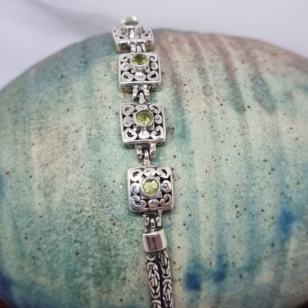 Sterling silver bracelet with peridot gemstones image 2