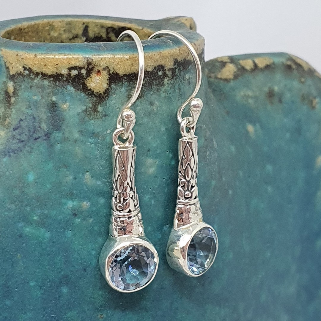 Sterling silver blue topaz earrings image 1
