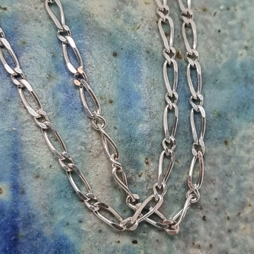 Sterling silver fine figaro chain, 60cms long image 0
