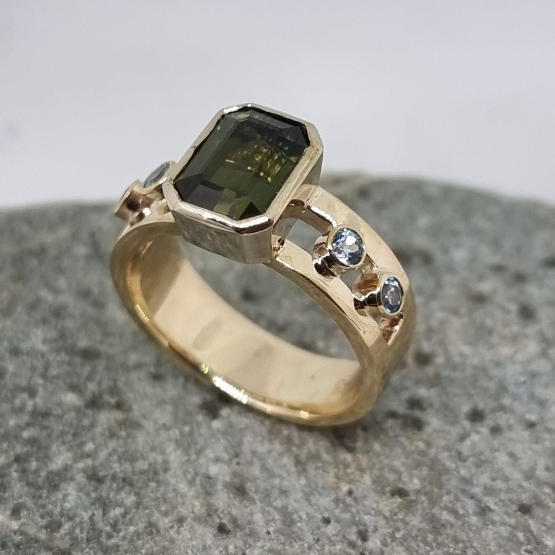 9ct gold tourmaline and topaz ring, made in NZ image 6